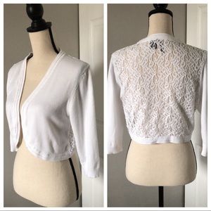 NUE OPTIONS white Lace Open Front Cardigan